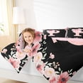 thumbnail image 3 of Erosebridal Cute Bowknot Floral Bedding Comforter Set 7 Pieces, Black Pink Initial P Full Bedding Set, 3 of 7