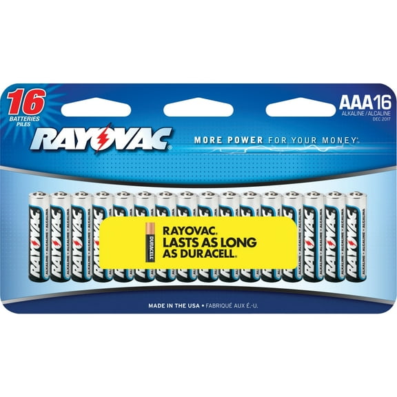 Rayovac Alkaline AAA Batteries, 16-Pack