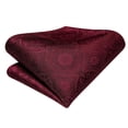 thumbnail image 5 of Hi-Tie Burgundy Tie Sets for Men Dark Red Floral Silk Necktie Pocket Square Cuff-links Sets Wedding Business Holiday, 5 of 5