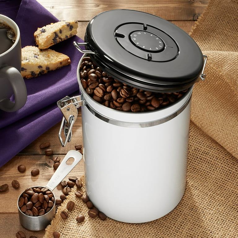 Bretani 24 Oz Coffee Canister & Scoop Set, White - Stainless Steel Airtight  Kitchen Storage Container For Coffee Beans And Grounds : Target