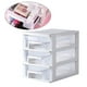 thumbnail image 3 of Minicaja de almacenamiento de plástico transparente con 3 cajones para escritorio, organizador de cosméticos y artículos diversos (blanco y transparente), 3 of 5