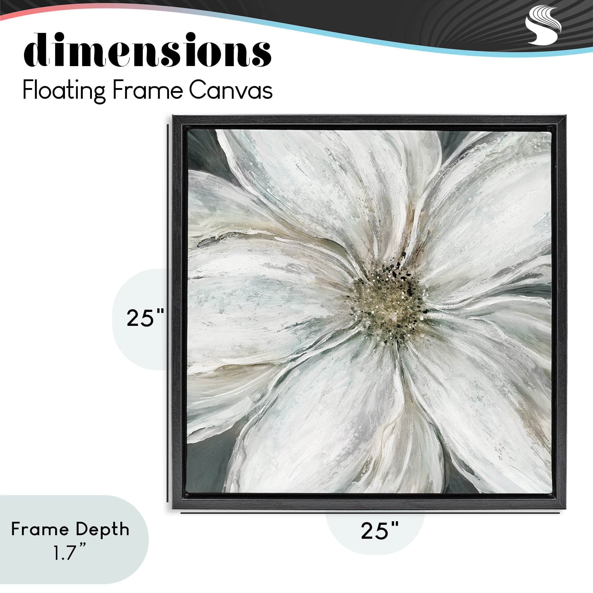 Stupell Industries Closeup Serene White Blossom Black Framed Floater Canvas Wall Art, design by Carol Robinson