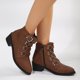 thumbnail image 4 of NECHOLOGY Botas Mujer Adulto Femenino Zapatos Botines de mujer Botas de tacón grueso con cremallera decorativa y hebilla de cinturón de cuero sólido Retro a la moda para mujer (Coffee, 9), 4 of 7