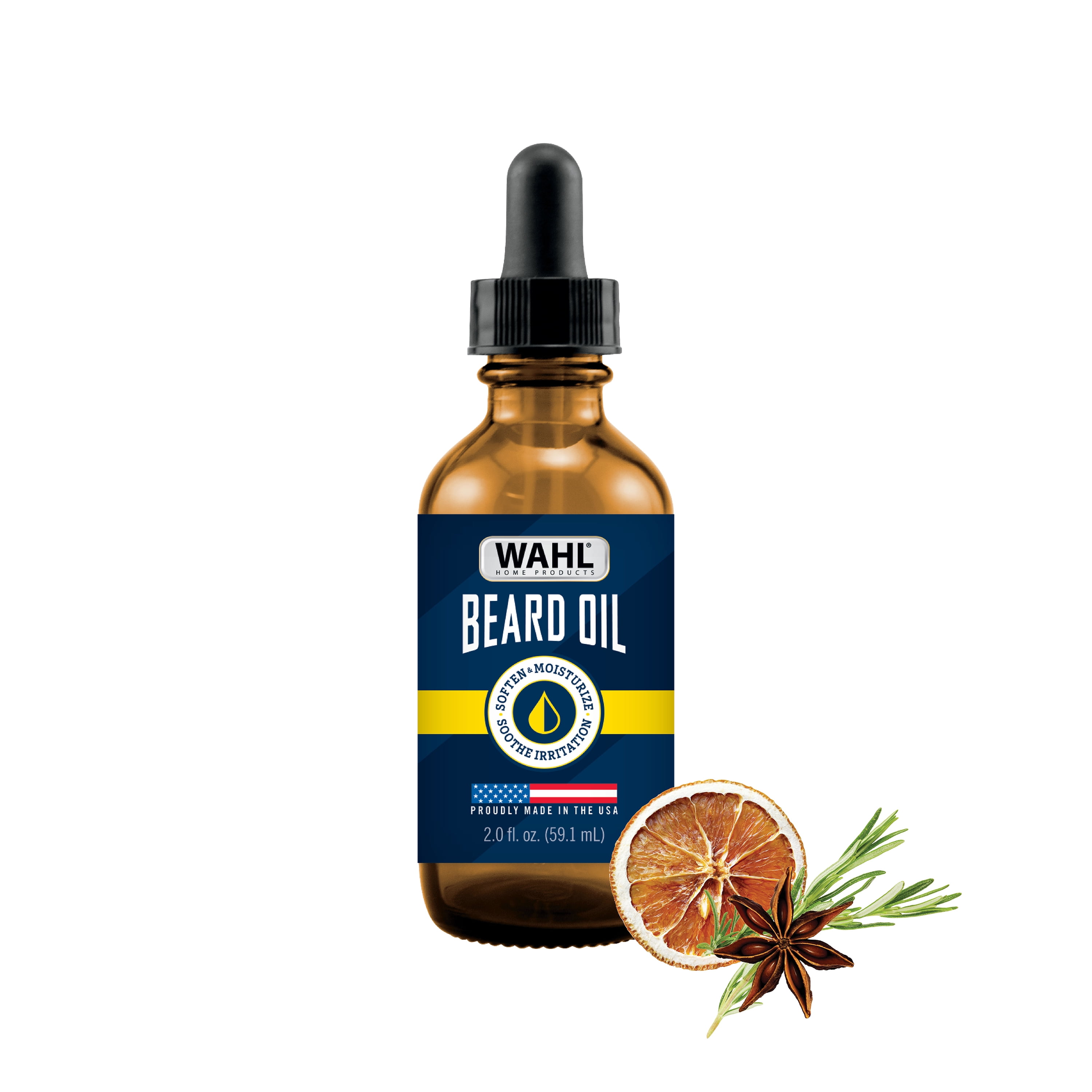 Wahl Beard Oil for Men – Softens & Moisturizes Beard, Soothes Skin Irritation - Fresh Citrus Scent, 2.0 fluid oz – Model 3028692