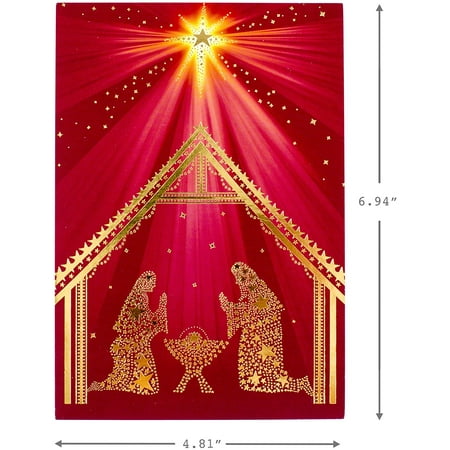 Hallmark Religious Boxed Christmas Cards, Nativity Scene (16 Christmas Cards and 17 Envelopes