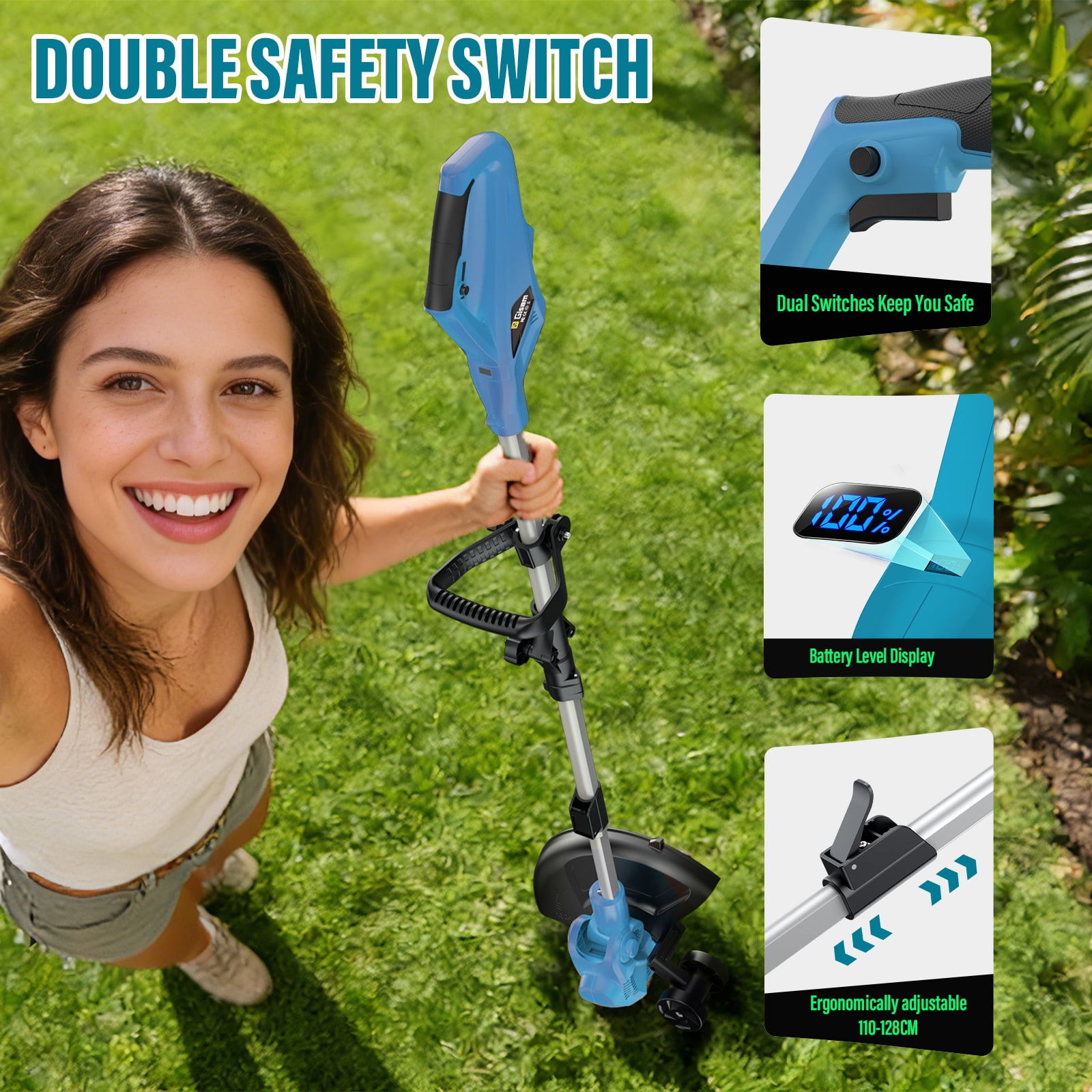 3-in-1 Cordless Lawn Mower, 3000W Brushless String Trimmer &  Wheeled Edger Combo Kit,  3 Blades & String for Lawn Weeds Shrubs, Adjustable Height & Angle Electric Weed Wacker Garden Tools