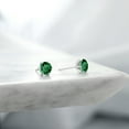 thumbnail image 4 of Gem Stone King Platinum Green Simulated Emerald Stud Earrings for Women Men (1.54 Cttw, Round 6MM), 4 of 6