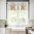 thumbnail image 2 of Coastal Starfish Valances for Windows Farmhouse Kitchen Curtains Valances Rod Pocket Valance Curtains for Kitchen Windows Ocean Watercolor Coral Stripe Window Valances for Bathroom Bedroom 54"x18", 2 of 6