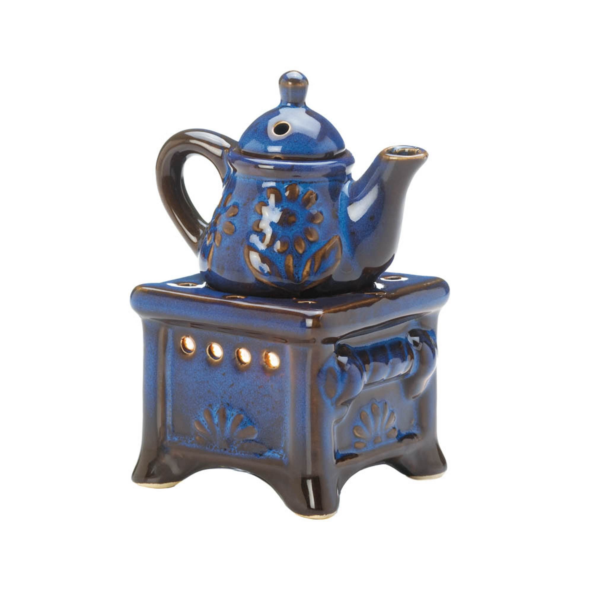 6.75' Navy Blue Teapot Stovetop Candle Oil Warmer (Pack of 2)