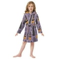 thumbnail image 6 of FORMRS Niños Bathrobe Unisex Hooded Robe Soft Plush Pajamas Sleepwear, Size 4-6T, Purple Halloween Black Cat, 6 of 7