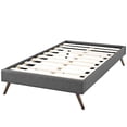 thumbnail image 3 of Modern Contemporary Urban Design Bedroom Twin Size Platform Bed Frame, Fabric, Grey Gray, 3 of 5