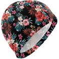 thumbnail image 1 of FYBTO Swimming Cap Palm Leaf Summer Leaf Flower Red Unisex Adult FYBTO Polyester, 1 of 4