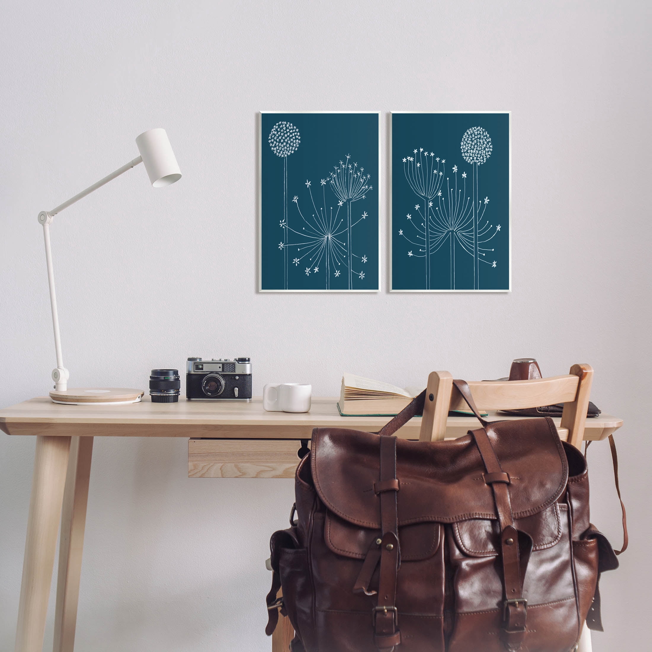 Stupell Industries Blooming Dandelions Line Drawing Graphic Art Unframed Art Print Wall Art, Set of 2, Design by Alicia Longley