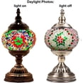 thumbnail image 5 of SILVERFEVER Mosaic Turkish Lamp Moroccan Glass for Table Desk Bedside Bronze Base Bundle with E12 Light Bulb-2 Sizes Christmas Floral, 5 of 6