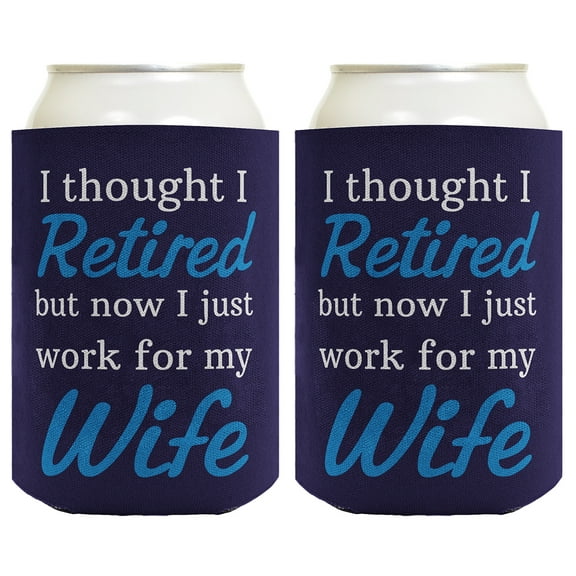 ThisWear Funny Retirement Gifts for Men Retired Work for my Wife Retirement Gifts for Grandpa Gag Gifts Birthday Gifts for Grandpa 2 Pack Can Coolie Drink Coolers Coolies Blue