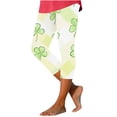 thumbnail image 2 of Seffadzy Women's St. Patrick's Day Print Cropped Pants Stretch Fitness Yoga Pants Perfect For Yoga, Pilates And Other Indoor Activities._Green_3XL, 2 of 5