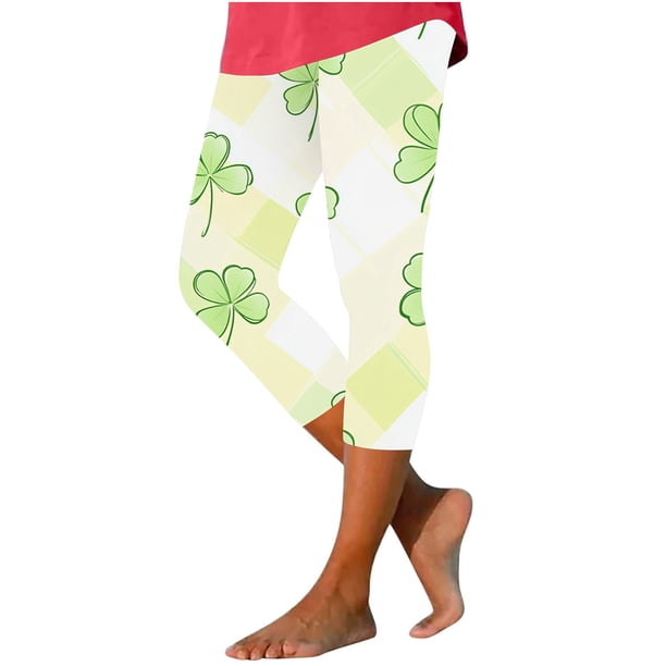 Pantalones de Ajuste Seco Mujeres Casual Tight Fitness Stretch Leggings Recortados Pantalones de Yoga Suaves para Mujeres Día de Patrick Impreso