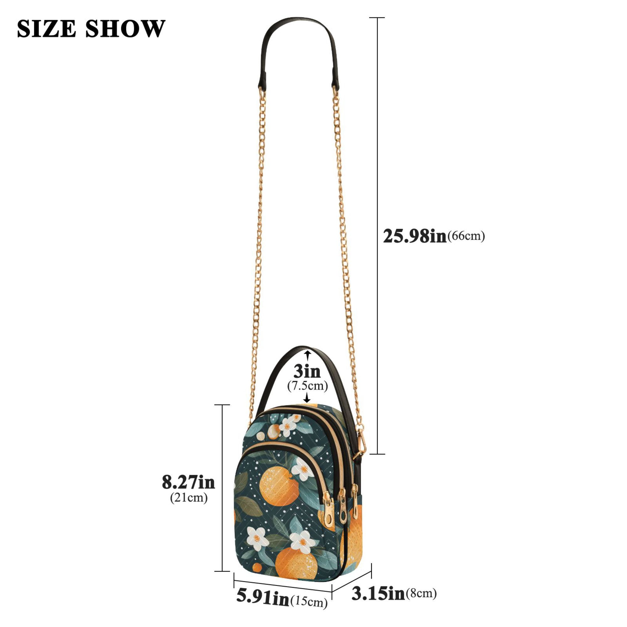 FORMRS Crossbody Bag for Women Quilted Travel Shoulder Cell Phone Purse with Chain Strap Handbag, Green Oranges