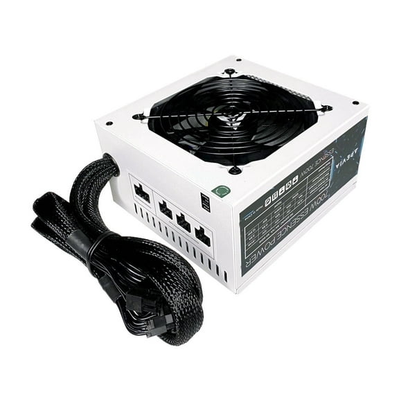 Apevia ATX-ES700-WH Essence 700W ATX Semi-Modular Gaming Power Supply with Auto-Thermally Controlled 120mm Black Fan, 115/230V Switch, All Protections, White Casing