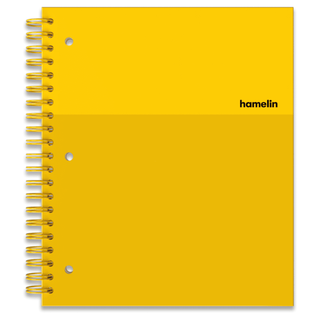 hamelin 1 Subject Spiral Notebook College Ruled 8.5'x11' Hardcover SUNSHINE Yellow