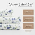 thumbnail image 3 of Linen Market 4 Piece Queen Sheet Set - Breathable, Double-Brushed Patterned Cooling Sheets – Oeko-TEX Certified Ultra Soft & Wrinkle-Free 16" Deep-Pocket Queen Sheets - Easy Care Blossoms Light Blue, 3 of 7