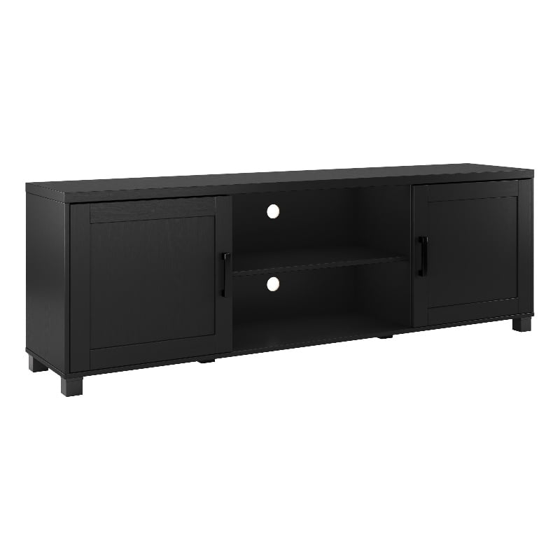 Virlomi 71" Black Engineered Wood TV Stand with Doors & Shelves TVs