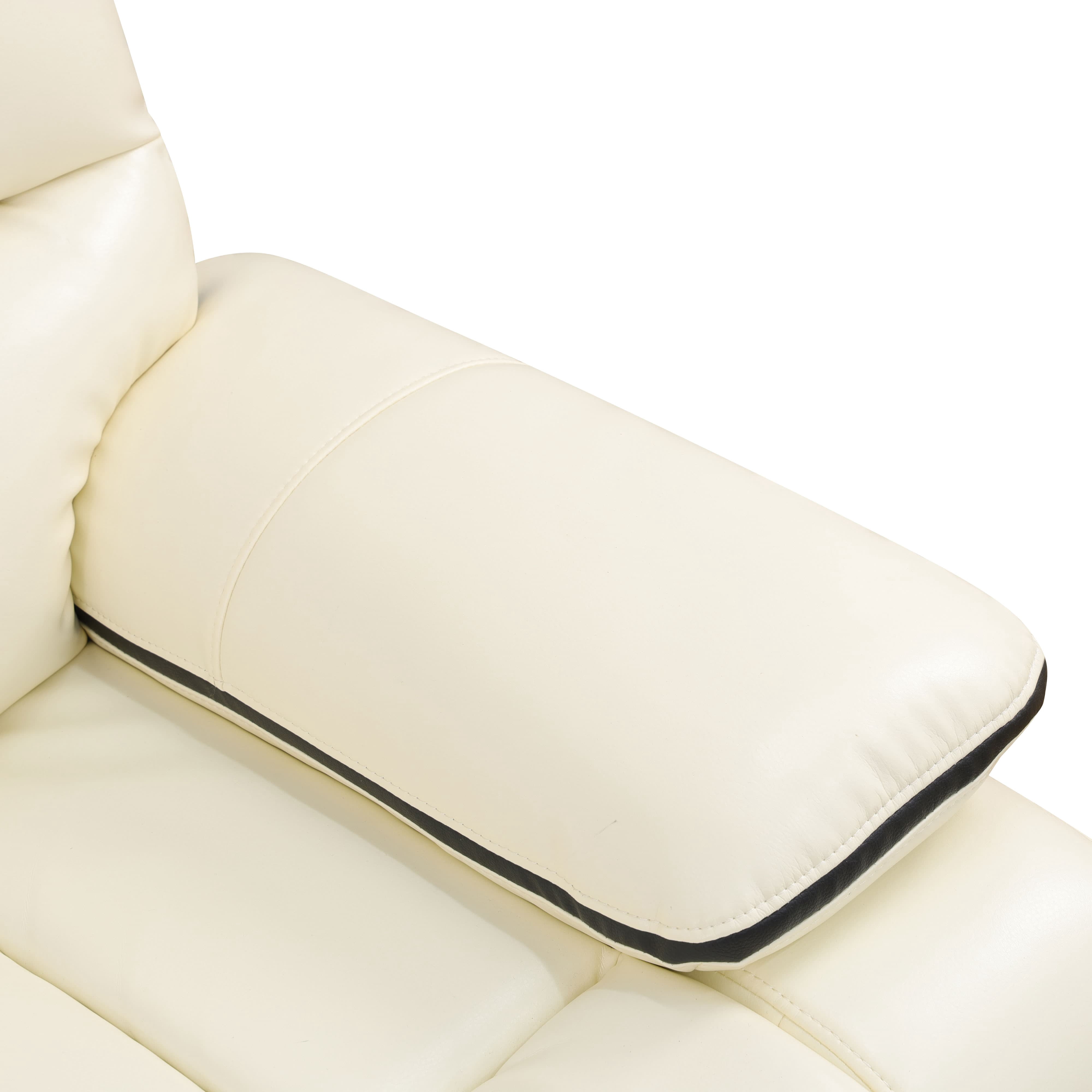 MAYEERTY Power Reclining Loveseat, Electric 2-Seat Leather Recliner with USB Charging, Storage & Cup Holders for Living Room, Off-White