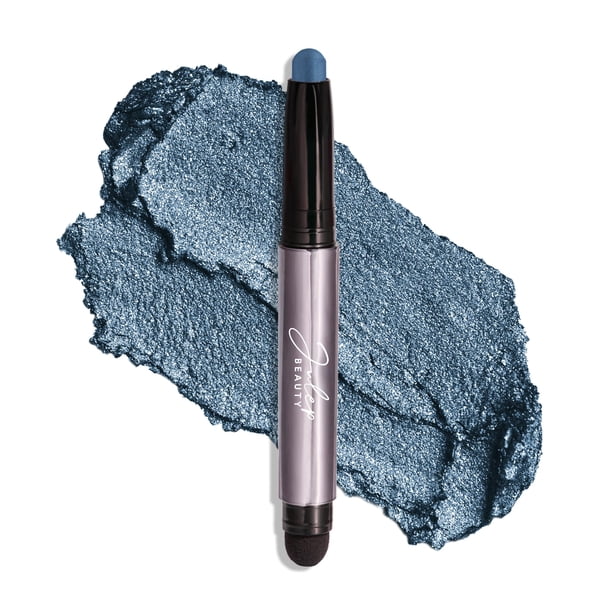 Julep Eyeshadow 101 Sombra de ojos en crema a polvo, resistente al agua, brillo de zafiro, sombra de ojos en crema con brillo azul, de larga duración, a prueba de arrugas, con tono joya y difuminador