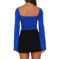 thumbnail image 4 of Liacowi Women Sexy T-shirt Long Sleeve Square Neck Slim Fit Crop Tops Casual Tees Pullover, 4 of 5