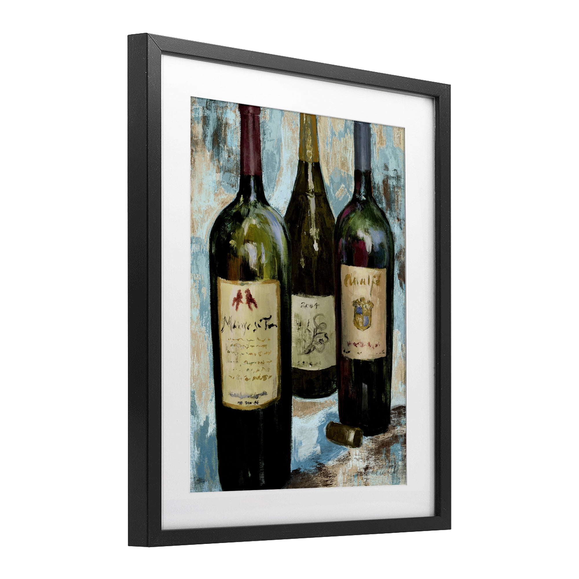 Stupell Industries Labeled Wine Bottle Trio Black Framed Print Under Glass, design by Lanie Loreth