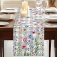 thumbnail image 3 of Table Runners 70 Inches Long Dress Scarves, Spring Floral Farmhouse Coffee/Dining/Kitchen Table Decor, Holiday Table Runner, Grey Plaid Pink Blue Flowers Butterfly 13x70 Inch, 3 of 9
