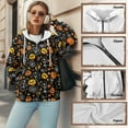 thumbnail image 6 of COEQINE Women's Full Zip Up Hoodie Fashion Oversized Sweatshirts Pumpkin Bones and Spider Webs Print Full Zipper Jacket Long Sleeve Casual Wear Fall Outfits with Pockets, 4XL, 6 of 7