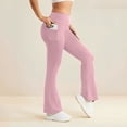 thumbnail image 2 of Women Flare Leggings with Pockets Comfy Yoga Pants High Waist Tummy Control Bootcut Workout Flared Leggings M, 2 of 5