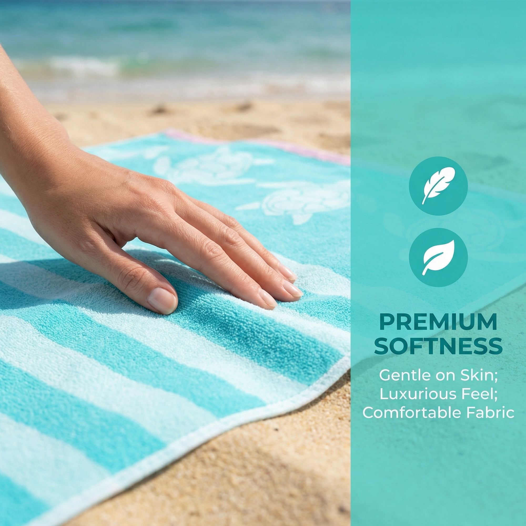 Unique Bargains Quick Dry Sand Free Stripe Animals Beach Towel Mint Green 55" x 28"
