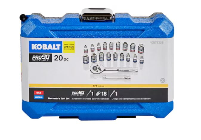 Kobalt 20-Piece Standard (SAE) and Metric Polished Chrome Mechanics Tool Set with Hard Case