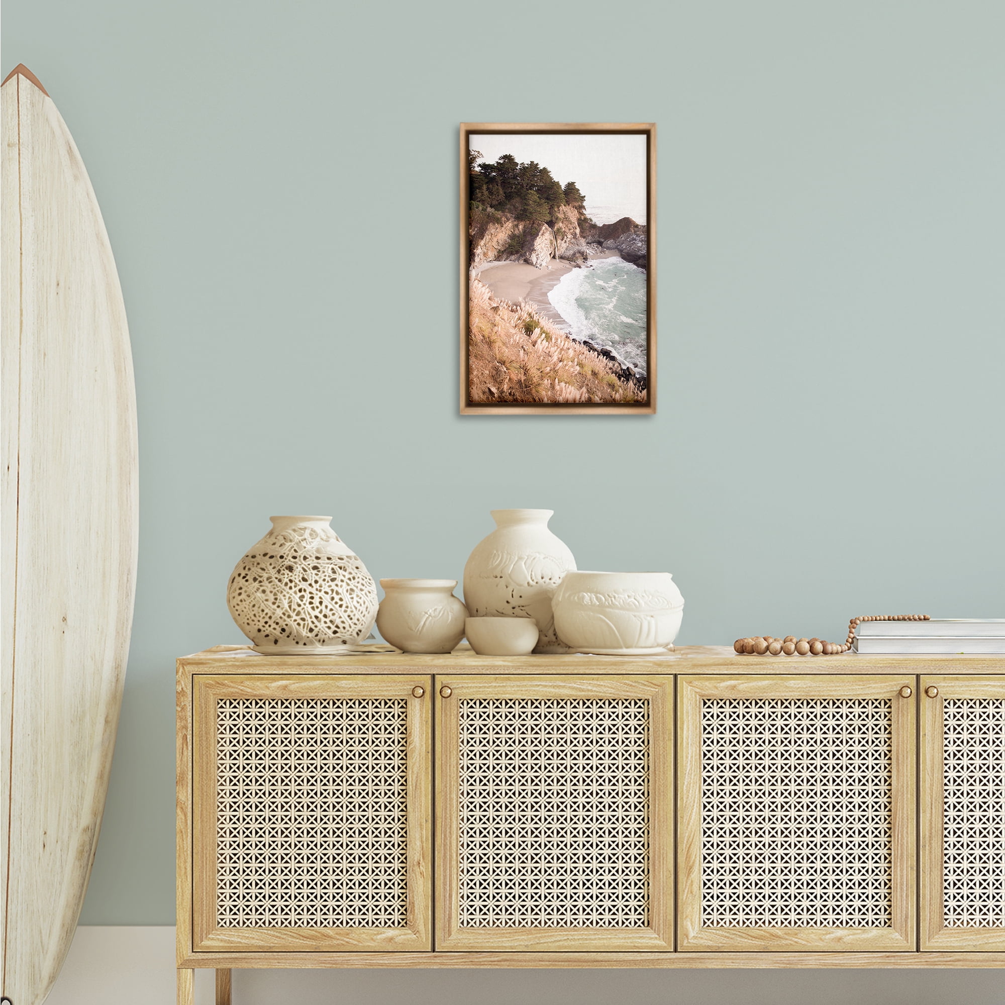 Stupell Industries Rugged Rocky Cove Nautical & Beach Photography Brown Floater Framed Canvas Art Print Wall Art, 17 x 25