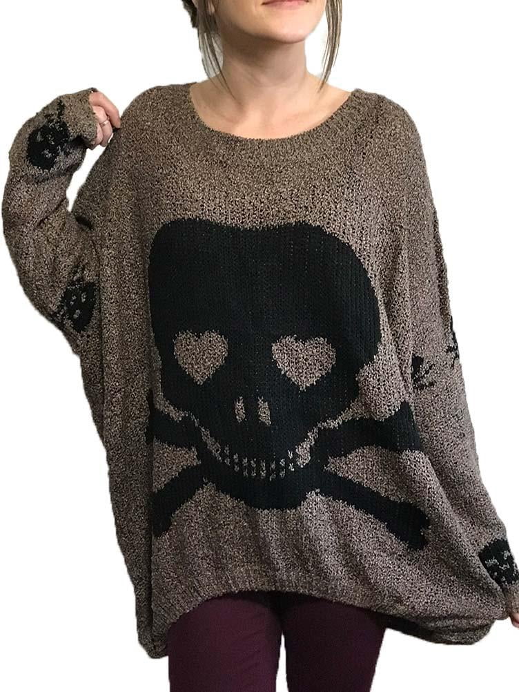 Mocha Skull sweater with a Shark Bite 