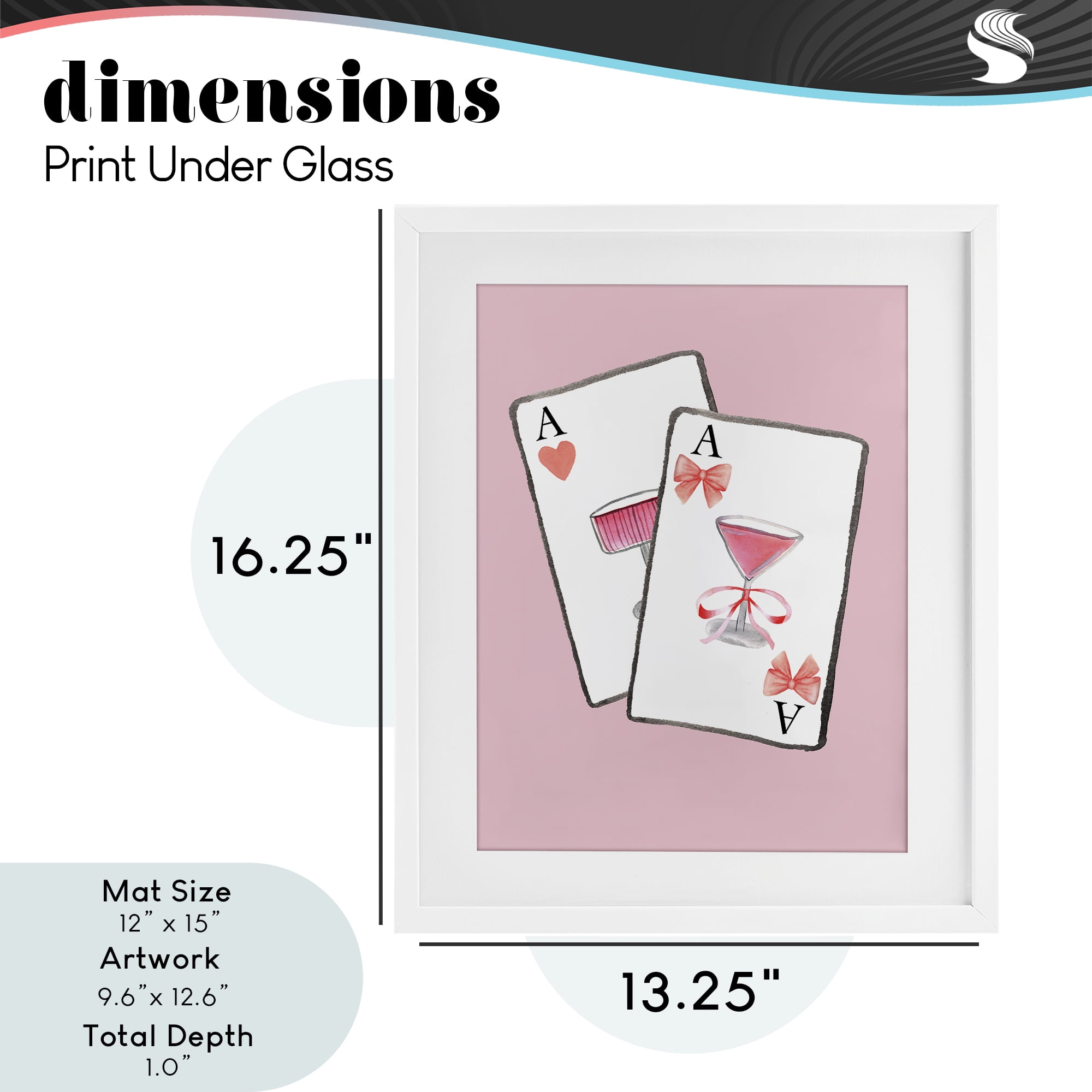 Cocktail Aces Cards White Framed Print Under Glass, design by Nina Jacobs