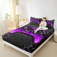 thumbnail image 4 of Manfei Neon Gamepad Sheet Set Queen,Modern Geometric Honeycomb Bedding Sets Queen Size,Pueple Black Queen Sheet Sets For Boys Kids,Super Cozy Bedroom Decor,4 Pieces, 4 of 7