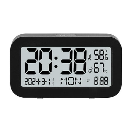 Inerposs Multi-Function Digital LCD Weather Clock, Indoor Temperature and Humidity Meter, Alarm with Weekly Calendar, Easy-to-Read Display, Adaptive Brightness Control