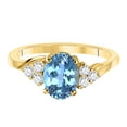 thumbnail image 2 of Mauli Jewels Rings for Women 1.45 Carat Diamond And Oval Shape Blue Topaz Ring 4 Prong 10K Yellow Gold, 2 of 6