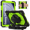 thumbnail image 2 of Kids 3-layer Design Case for Samsung Galaxy Tab A9+ 11.0" 2023 SM-X210 / X216, with Pencil Holder 360 Rotating Kickstand Hand-strap/ Shoulder Strap Heavy Duty Protective Tablet Cover, Black+Green, 2 of 9