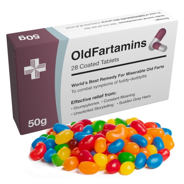 Gag Gift Joyful Clan OldFartamins, divertido pastillero para bromas con caramelos