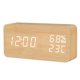 thumbnail image 1 of Bewildely Despertador LED Reloj de madera Control de voz Medidor digital de temperatura y humedad USB / AAA Reloj electrónico de escritorio Electrodomésticos Lámpara de bambú blanco, 1 of 6
