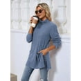 thumbnail image 2 of Long Sleeve Shirts for Women High Neck Casual Tunic Tops Blue L, 2 of 8