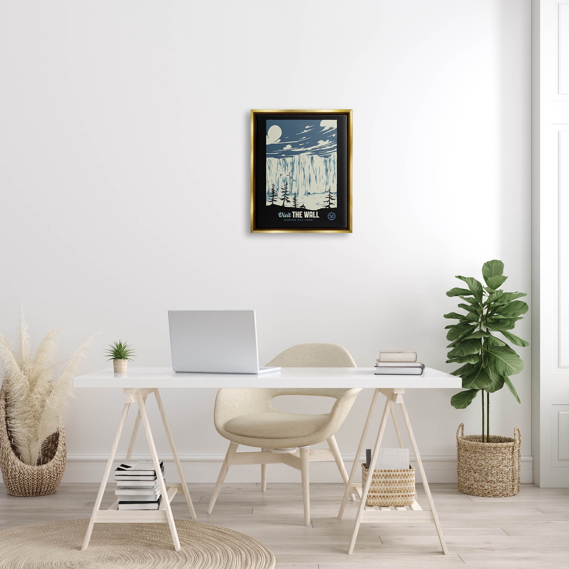 Stupell Industries Winter Has Come Fantasy Landscape Graphic Art Metallic Gold Floating Framed Canvas Print Wall Art, Design by Matheus Lopes Castro