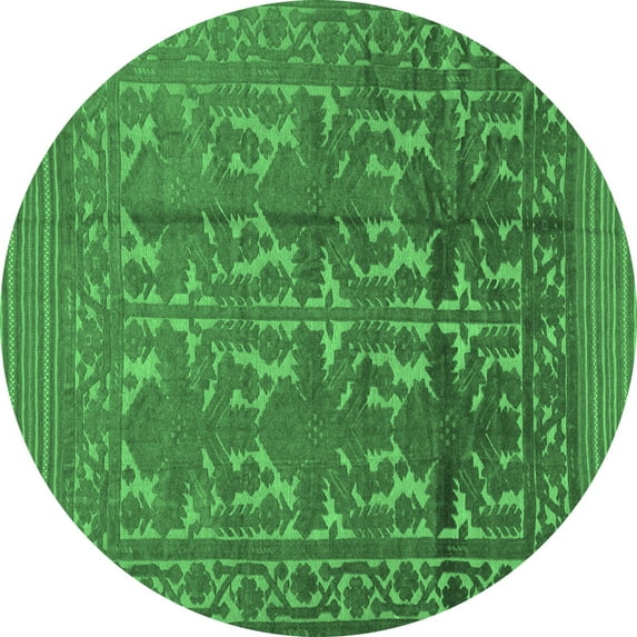 Ahgly Company Indoor Round Southwestern Emerald Green Country Area Rugs, 5' Round