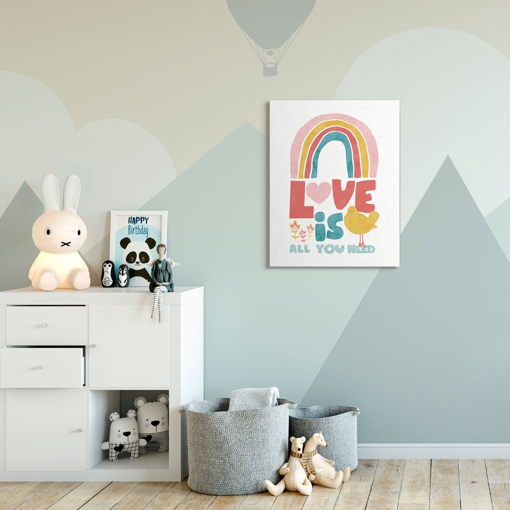 Stupell Industries Whimsical Kid's Rainbow Love Is All You Need Quote Canvas Wall Art Design by Jennifer McCully, 30" x 40"
