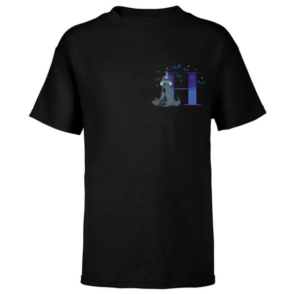 Disney Villains Alphabet Monogram Letter H for Hades - Short Sleeve T-Shirt for Kids - Customized-Black