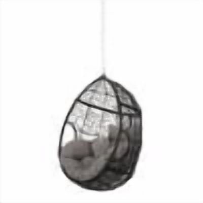 Outdoor Teardrop Shaped Hanging Chair with 8ft Chain, Wicker Weave Suspended Leisure Seat for Patio Garden, Brown and Beige